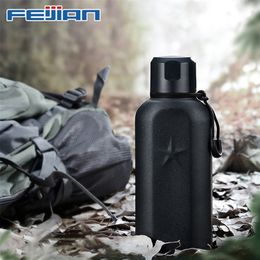 Water Bottles FEIJIAN 450ml Travel Thermos Vacuum Insulation Stainless Steel Sports Double Wall Flask 221130