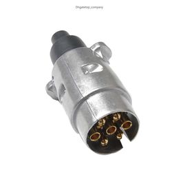 Durable 7 Pin Aluminium Alloy Plug Trailer Truck Towing Electrics 12V Connector Adapter Parts EU