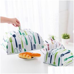 Other Kitchen Tools Portable Home Insated Food Er Dustproof Foldable Rice Ers With Aluminu Foil Oxford Fabric Table Kitchen Dhgarden Dhchz