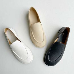 The Row Soft Small Comfortable Leather Single Shoe French Round Head Flat Sole Lefu Shoes Women B1ox