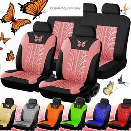 2/4/9PCS Universal Car Seat Covers Butterfly Embroidery Cushion Protector Accessories