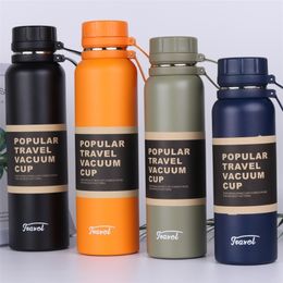 Water Bottles 650ML 850ML 1100ML Thermos Double Stainless Steel Sport Vacuum Flask Outdoor Climbing Fitness Thermal Insulation Cup 221130