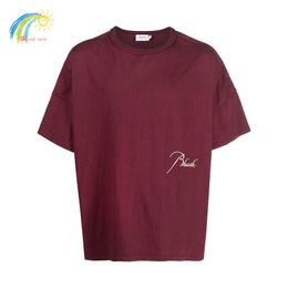 Men's T-Shirts Heavy Fabric Best Quality Classic Embroidery Tee Men Women 1 1 Oversized T Shirt Green Blue Top Inside Tag T221130