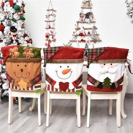 Chair Covers Christmas Cover Santa Claus Snowman Dining Cap Wedding Year Party Supplies Xmas Decoration 54x48cm