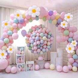 Decoración de fiestas Macaron dulces Coloridos Globos Garland Arch Crysanthemum Foil Girl Princesa Cumpleaños Decoración de bodas Baby Shower