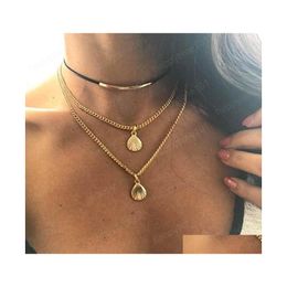 Pendant Necklaces Fashion Jewelry Shell Necklace Pattern Pendant Mtilayer Necklaces Wrap Choker Chains Drop Delivery Pendants Dhv2C