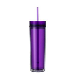 Tumblers 17Oz Colored Acrylic Cup Double Walled Plastic Tumbler Semitransparent Bottle With St Lids Travel Portable Mug 260 Dhgarden Dhjct