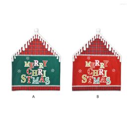 Chair Covers English Letters Merry Christmas Cover Wedding Decorative Grid Hat Shape Foldable Slipcover Arrangement Green