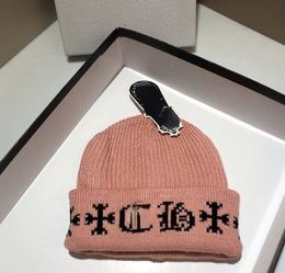 Designer Knitted Hat Unisex Fashion Sanskrit Print Beanie Woolen Hat Casual Skull Caps