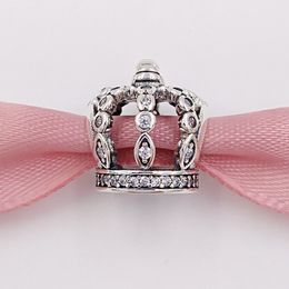Genuine S925 Sterling Silver Beads Fairytale Crown Clear Cz Fit European Style Brand Bracelets & Necklaces 792058CZ AnnaJewel