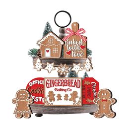 Christmas Decorations Wood Sign Christmas Decorations Decorative 12pcs Tabletop Ornaments Creative Wooden Farm Xmas Home Party Tiered Tray Craft 221130