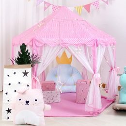 Toy Tents Girl Princess Pink Castle Portable Children Outdoor Garden Folding Play Tent Lodge Kids Ball Pool Indoor Playhouse 221129