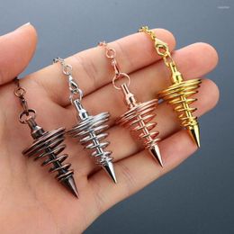 Pendant Necklaces 1PC Metal Reiki Pendulum Screw Shape Gold Silver Antique Copper Dowsing Divination Spiral Pattern Fashion Jewellery Gifts