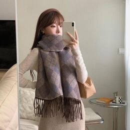 Scarves Warm Cashmere Blend Diamond Bufandas Women Oversized Pashmina Female Elegant Shawl