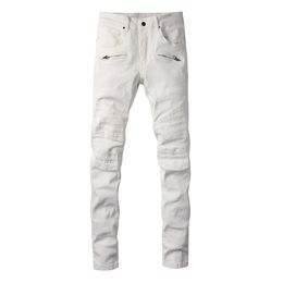 Men's Jeans Amirr Designers Summer Rapper star same jeans Slim small straight patch hole beggar pants