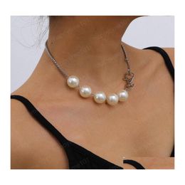 Pendant Necklaces Goth Pearl Choker Necklace Women Wedding Punk Sexy Chain Beaded Big Clasp Necklaces Jewellery Drop Delivery Pendants Dhahb