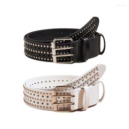 Belts 40GC Women Skirt Waist Belt Fashion Double Pin Buckle With Star Shape Hole