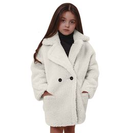 Coat Fashion Kids Baby Girls Clothes Faux Fur Winter Warm Outwear Thick s Teddy Bear Long Loose Children Jacket 221130