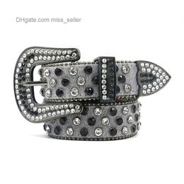 2022 Designer Belt Bb Simon Belt glass high-grade nail bead inlaid gun Colour diamond PU plush alloy pin buckle personality niche hip-hop