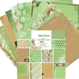 Gift Wrap DIY Scrapbooking Kit 6inches Designer Spring Soft Green Patterned Paper Collection 24 Sheet Pads Background Papers Card Craft