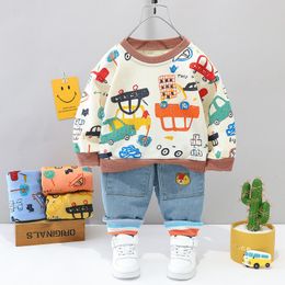 Conjuntos de roupas Spring Toddler Cotton Roupos Moda Crianças Meninos Esporte urso Capel