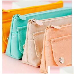 Pencil Bags Oxford Cloth Pencil Case Kawaii Student Stationery Box Pen Bag Pouch School Supplies White Pink Green Yellow 898 B3 Drop Dhtv8