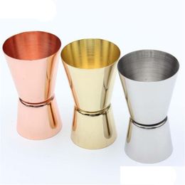 Bar Tools Jigger Stainless Steel Gold Plated Double Head Ounce Bottle Metal Liquor Measuring Cup 15/30Ml Muti Colors Bar Cou Dhgarden Dhr2F