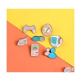 Pins Brooches Game Hine Enamel Pin Cute Cartoon Pink Gamepad Projector Badge Brooch Jackets Shirt Bag Lapel Jewellery Gift For Lover D Dhtcw