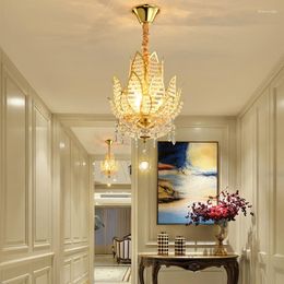 Pendant Lamps Aisle European Crystal Ceiling Lamp Luxury Entrance Hall LED Corridor Staircase Balcony Lighting Fixture Gold Creat