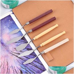 Other Office School Supplies Stainless Steel Oil Painting Knives Artist Crafts Spata Palette Knife Oils Paintings Mixing Scraper A Dh7Wz