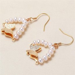 Dangle Earrings Butterfly Shape Real Freshwater 3-4MM Pearl Gold Plated Nice Party Wedding Women Gift 10 Pairs/lot