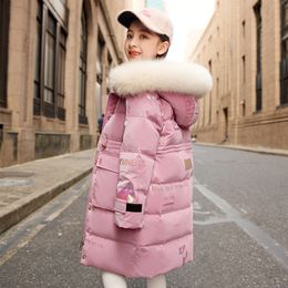 Down Coat Children Simple And Fashionable Padded Jacket Winter Big Removable Hat Thickened Cotton Long 221130