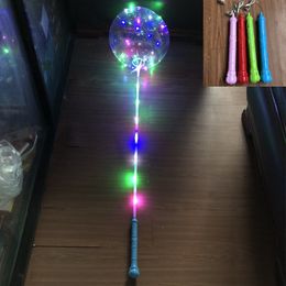 LED Luminous Bobo Balloon Flashing Lighting Transparent 18inch Balloons 3M String Light with Hand Grip Balloon for Wedding Party Christmas Decorations INS