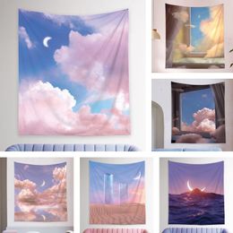 Tapestries Boho Cloud Moon Wall Hanging Tapestry LED Bedroom Dormitory Decoration Background Decor Bohemian Art 221201