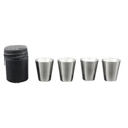 Wine Glasses 1Oz Stainless Steel Tumbler Set Sier Thicken Mini Wine Glasses Suit For Outdoor Cam Hiking Cup Kit With Sleeve Dhgarden Dh8Rw