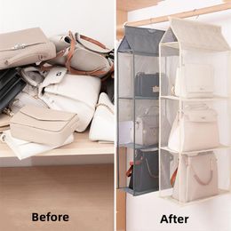 Storage Boxes 1 Pcs Set 2/3/4/5 Layer Plastic Handbag With Hanger Pouch For Wardrobe Closet Transparent Bag Hanging Organiser