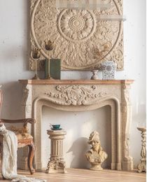 Fireplace American rural solid wood fireplaces frame Living Room Furniture in house imitation marble porch wedding decoration online red photography props