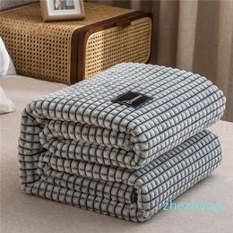 Blanket Bonenjoy Plaid for Beds Coral Fleece Grey Colour Plaids SingleQueenKing Flannel Bedspreads Soft Warm Bed