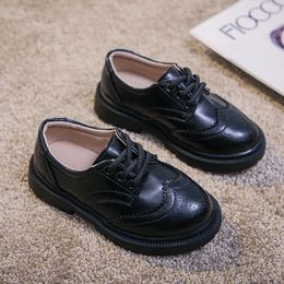 Sneakers Boys School Leather Shoes Children Oxfords British Style Lace up Big Kds Performance Stage Formal Black for Girls 26 36 221130