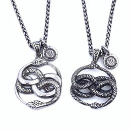 Eterna cobra Ulopoulos Ouroboros Tail Snake Retro Pingente Titanium Aço Colar de aço Masculino Moda Cool Personalidade Jóias Hip Hop