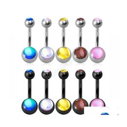 Navel Bell Button Rings Reflective Discolour Belly Button Ring Dangling Navel Piercing Bar Ombligo Party Stud Barbell For Woman Sex Dhh1W