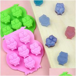 Baking Moulds Lovely Owl Shape Diy Mould Epoxy Resin Sile Mti Colours Five Owls Aroma Soap Baking Snack Food Moulds 2 3Xw L2 D Dhgarden Dhvvp