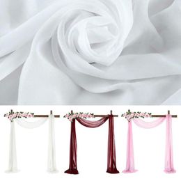 Chair Covers 1 X Chiffon Curtain Wedding Arch Fabric Backdrop Drape Curtains Scarf Bridal Ceremony Party Wine Red / Pink White 70 550cm