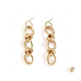 Dangle Chandelier Women Knot O Chain Dangle Earrings Ellipse Tassel Iron Punk Chains Earring Stud European Female Geometric Party Dhqme