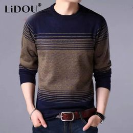 Mens Sweaters Autumn Winter Casual Loose Vintage Striped Man Long Sleeve All Match Pullover Male Keep Warm Fashion Gentmen Clothes 221130