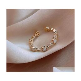 Band Rings Classic Opening Ring Small Round Korea Style Luxury Female Rings Minimalist Party Girls Unusual Finger Jewellery Gift Drop D Dhwka