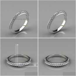 Band Rings Fashion Jewely Forefinger Ring Simple Water Diamond Men Women Rings Drop Delivery Jewelry Dhunu