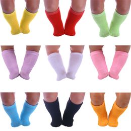 Doll Accessories A Pair Of Solid Color Socks For 18 inch American 43cm Born Baby Clothes Children Gifts 221130