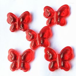 Chandelier Crystal Red Colour 28 35mm 40pcs Loose Beads Diy Accessories Glass Artificial Butterfly With Hole For Curtains