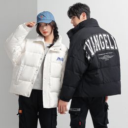 Men's Vests Winter Down Jacket Hoodies Letter Warm Thicken White Duck Coat Short Design Couple Wear Korean 221130